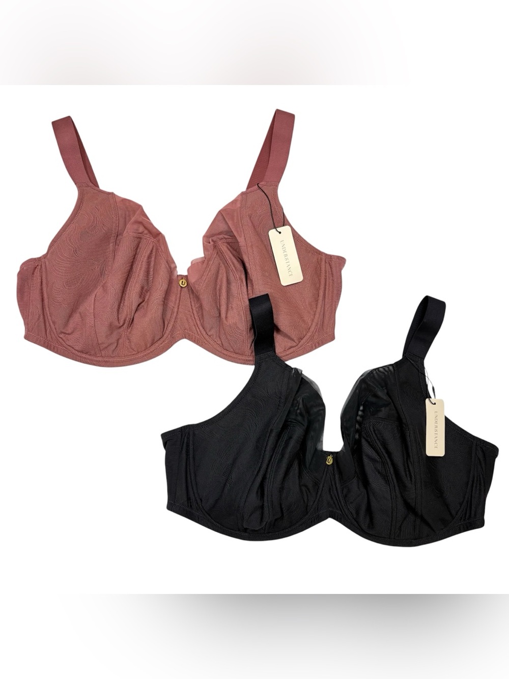 NWT Understance Tilda Lace Flexwire Full Coverage Bra Set 42H Black & Crimson